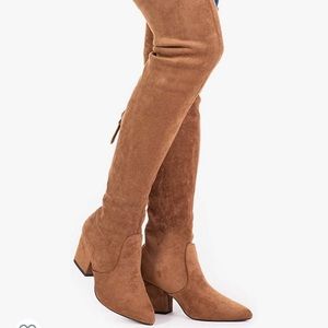 Brown suede OTK boots